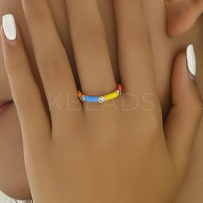 Brass Micro Pave Cubic Zirconia Open Cuff Ring IQ3984-1