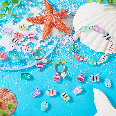18Pcs 9 Colors Glass Beads LAMP-TA0001-83-1
