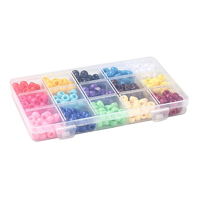 375Pcs 15 Colors Opaque Plastic Beads KY-FS0001-15-1