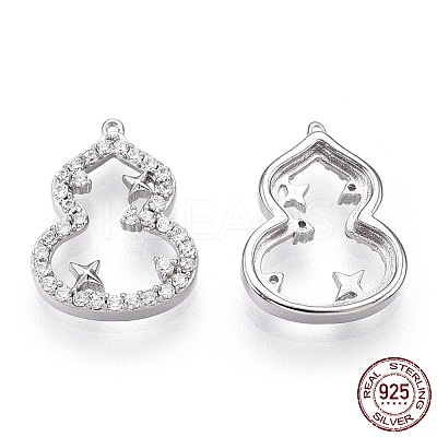 Rhodium Plated 925 Sterling Silver Micro Pave Cubic Zirconia Charms STER-T004-14P-1