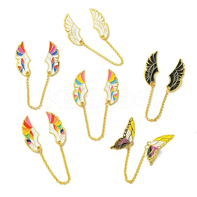 6Pcs 6 Styles Wings Enamel Pins JEWB-CJ0001-39-1