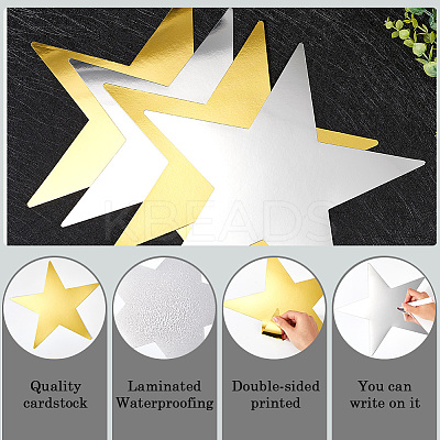 36Pcs 2 Colors Paper Glitter Star Wall Decoration AJEW-SP0001-16A-1
