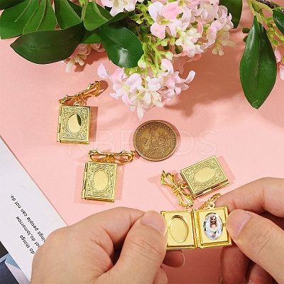 4Pcs Brass Locket Pendants Brooches JEWB-CA00011-1