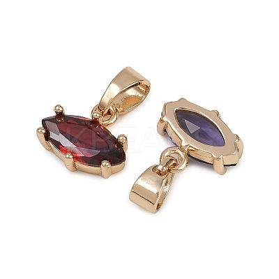 Brass Micro Pave Cubic Zirconia Birthstone Charms KK-P331-01G-M-1