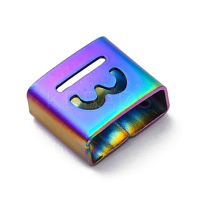 Ion Plating(IP) 304 Stainless Steel Square Slide Charms STAS-L132-12B-M-1