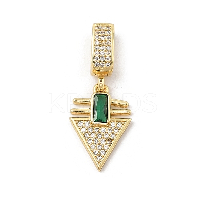 Brass Micro Pave Cubic Zirconia European Dangle Pendants KK-U047-19G-01-1