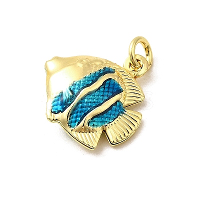 Brass Enamel Pendants KK-I378-13G-C-1