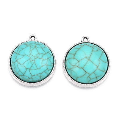 Resin Imitation Turquoise Pendants LS-PALLOY-M203-23AS-B-1