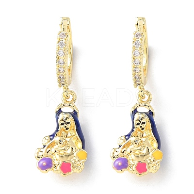 Brass Micro Pave Cubic Zirconia Human Hoop Earrings EJEW-A149-05G-1