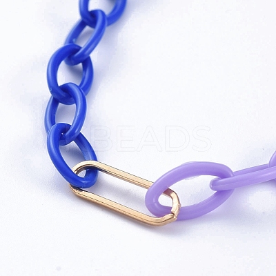 Personalized Two Tone ABS Plastic Cable Chain Necklaces NJEW-JN02825-06-1