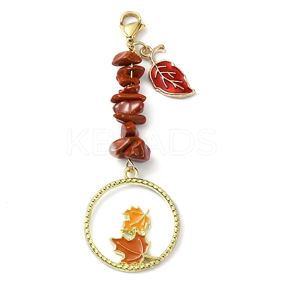 3Pcs Alloy Leaf Enamel Pendants Decorations HJEW-JM01770-1