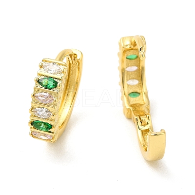 Cubic Zirconia Horse Eye Hoop Earrings EJEW-E270-31G-1