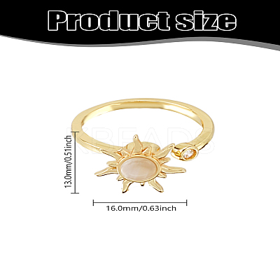 1Pc Sun Cat Eye Rotatable Open Cuff Ring for Women RJEW-LP0003-40-1