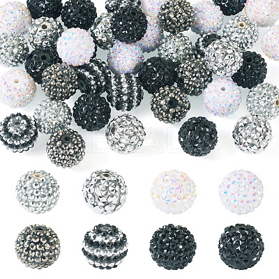 40Pcs 8 Styles Resin Rhinestone Beads RESI-CW0001-23-1