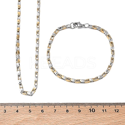 304 Stainless Steel Chain Necklaces & Bracelets Sets SJEW-D091-11GP-1