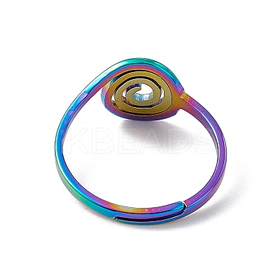 Ion Plating(IP) 201 Stainless Steel Vortex Adjustable Ring for Women RJEW-C045-07M-1