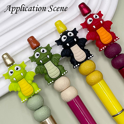 Dinosaur Food Grade Silicone Focal Beads SIL-A009-01C-1