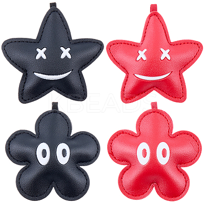 4Pcs 4 Styles Imitation Leather Pendants FIND-CL0001-25-1