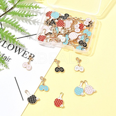 40Pcs 8 Styles Alloy Enamel Pendants ENAM-FS0002-54-1