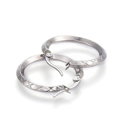 Tarnish Resistant 304 Stainless Steel Hoop Earrings EJEW-L215-38P-1