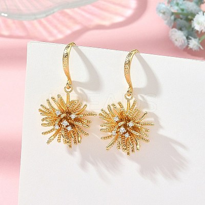 Brass Micro Pave Clear Cubic Zirconia Dangle Earrings for Women EJEW-JE07502-1