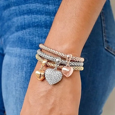 3Pcs Alloy Rhinestone Charm Bangle Set FS-WG4938A-15-1
