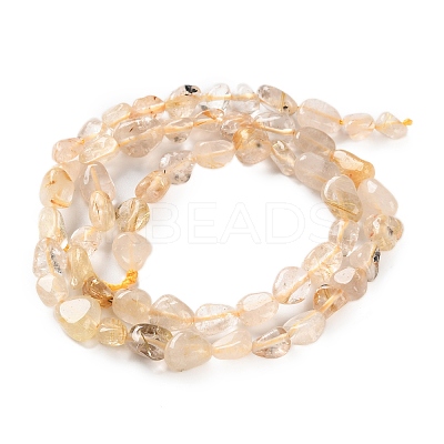 Natural Gold Rutilated Quartz Beads Strands G-P497-01C-33-1
