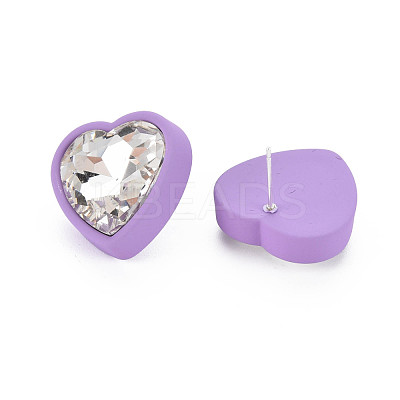 Crystal Rhinestone Heart Stud Earrings with 925 Sterling Silver Pins for Women MACR-S275-038B-1