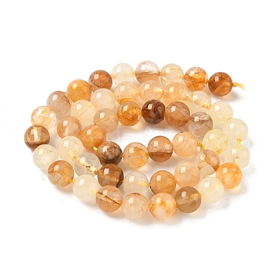 Natural Yellow Hematoid Quartz Beads Strands G-D302-01-8mm-1