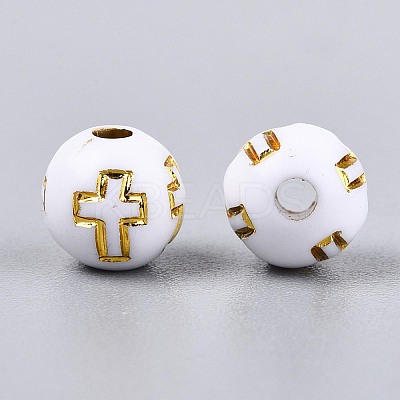 600Pcs Plating Acrylic Beads PACR-LP0001-01-1