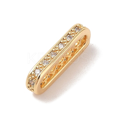 Rectangle Brass Micro Pave Clear Cubic Zirconia Pendants KK-B100-053B-G-1
