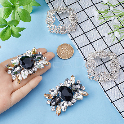 4Pcs 2 Style Alloy Rhinestone Shoe Buckle Clips AJEW-GF0008-65-1