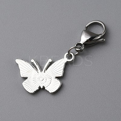 Butterfly Alloy Enamel Pendant Decoration LS-HJEW-WH0042-73E-1
