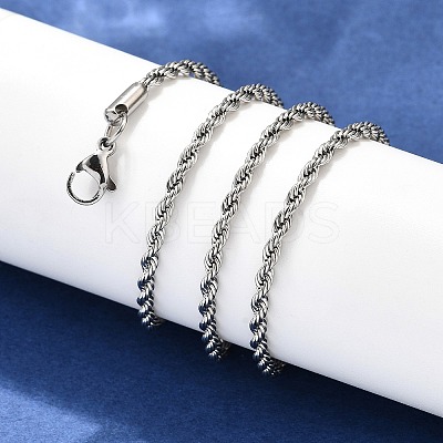 Non-Tarnish 304 Stainless Steel Rope Chain Necklaces X-STAS-M174-014P-B-1