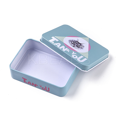 Cat Pattern Tinplate Empty Boxes CON-WH0073-15G-1
