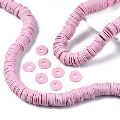 Flat Round Handmade Polymer Clay Beads CLAY-R067-12mm-26-1