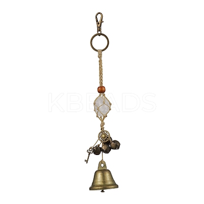 Natural Quartz Crystal Pouch Feng Shui Hanging Ornament HJEW-JM02377-1