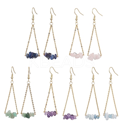 5Pair Natural Gemstone Dangle Earrings EJEW-JE06010-S-1