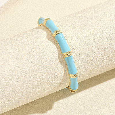 Vintage Zinc Alloy Enamel Bamboo Hinged Cuff Bangles for Women BF0651-6-1