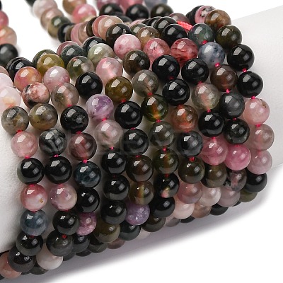 Natural Multicolor Tourmaline Beads Strands G-K402-A01-4mm-1