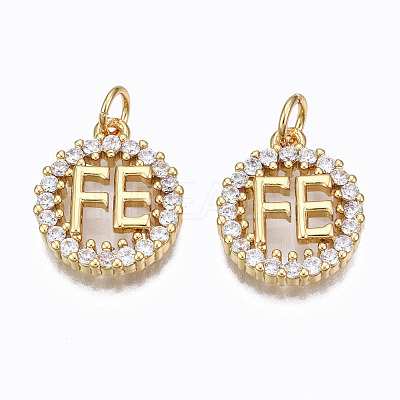 Brass Micro Pave Clear Cubic Zirconia Pendants ZIRC-N039-137-NF-1