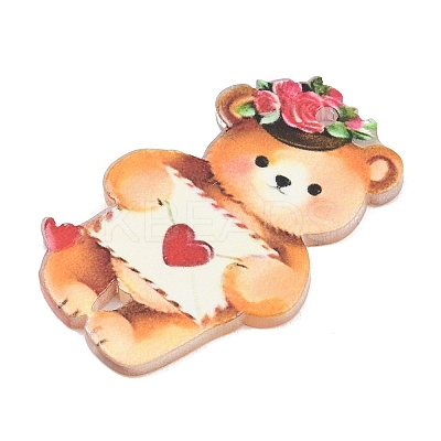 Valentine's Day Opaque Printed Acrylic Pendants OACR-A045-06H-1