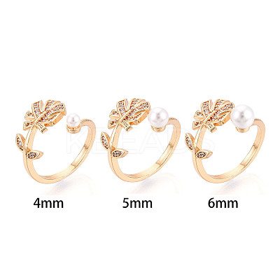 Tropical Leaf Shape Brass Micro Pave Clear Cubic Zirconia Cup Peg Ring Settings KK-T076-12G-1