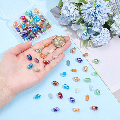 100Pcs 10 Colors Transparent Electroplate Glass Beads Strands EGLA-PH0001-70-1