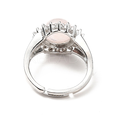 Natural Rose Quartz Adjustable Rings RJEW-P043-02P-24-1