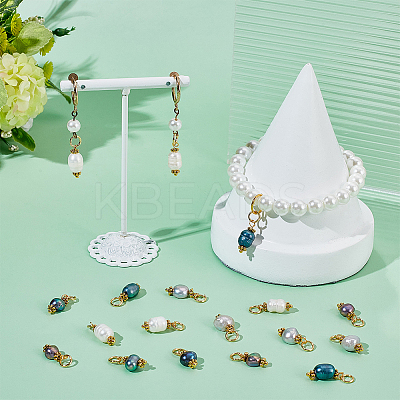 40Pcs 4 Styles Natural Cultured Freshwater Pearl Pendant PALLOY-WR00023-1