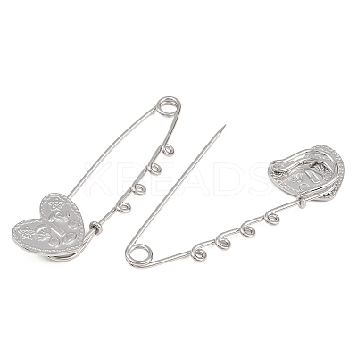 Heart Face 304 Stainless Steel Safety Pins Brooch Findings SA-CBA098D-15B-P04-1