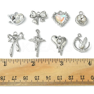 18Pcs 8 Styles Alloy Glass & Resin Pendants DIY-FS0005-35-1