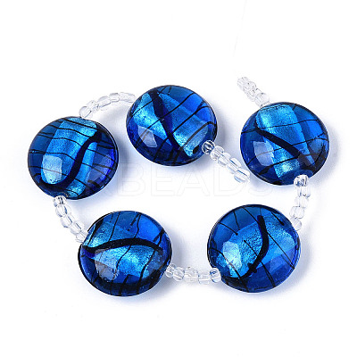 Handmade Silver Foil Glass Beads Strands FOIL-N029-07-1