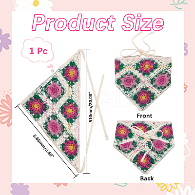 Flower Pattern Acrylic Fibers Knitted Triangle Headscarf AJEW-WH20001-82A-1